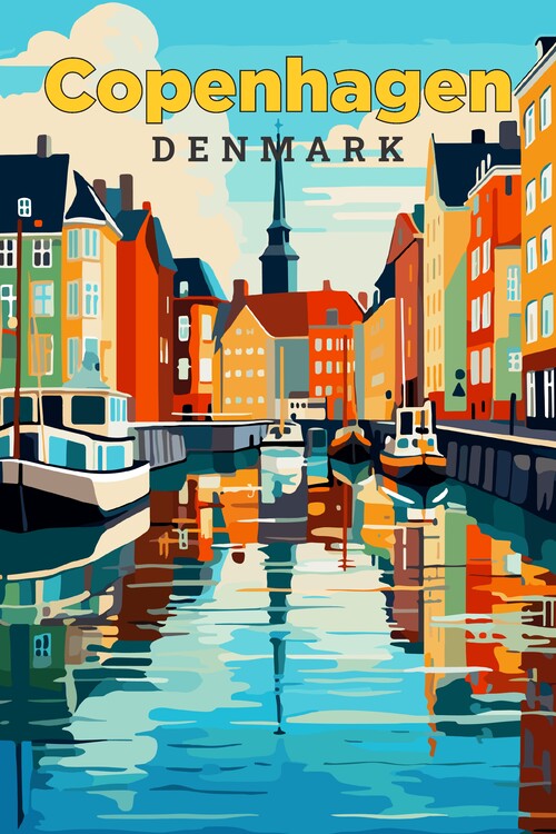 Plakát Copenhagen Denmark Art Travel Poster