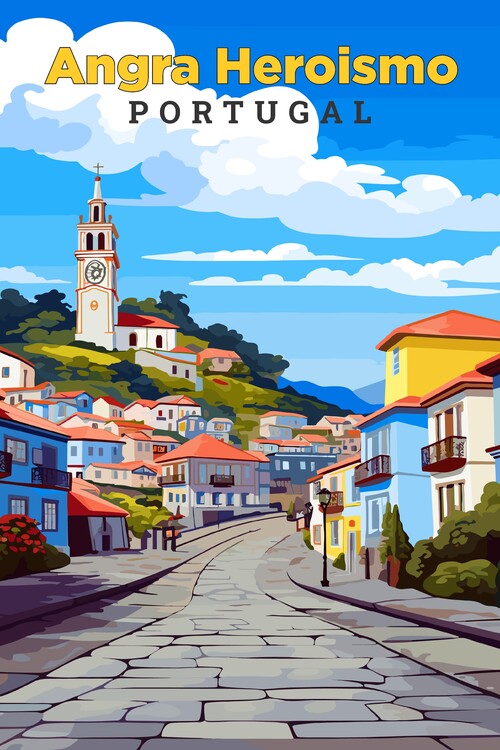 Plakát Angra Heroismo Portugal Art Travel Poster
