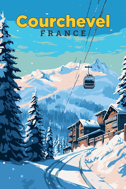 Plakát Courchevel France Art Travel Poster