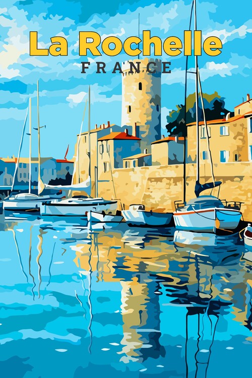 Plakát La Rochelle France Vintage Art Travel Illustration Poster