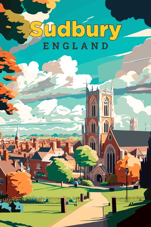 Plakát Sudbury England Vintage Art Travel Illustration Poster