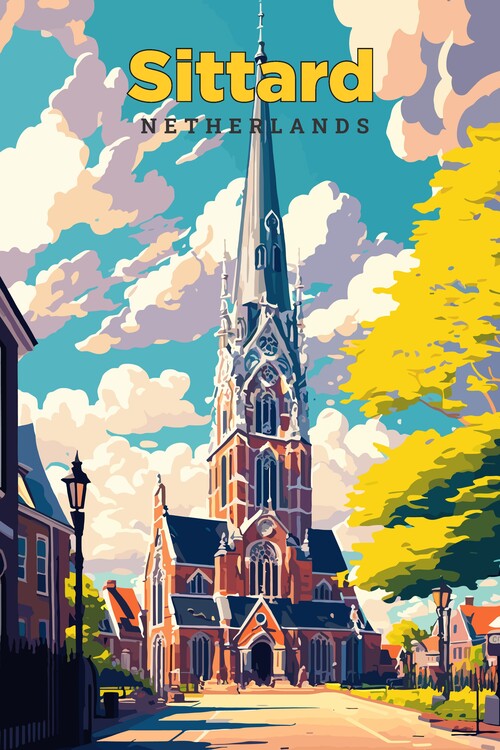 Plakát Sittard Netherlands Vintage Art Travel Illustration Poster