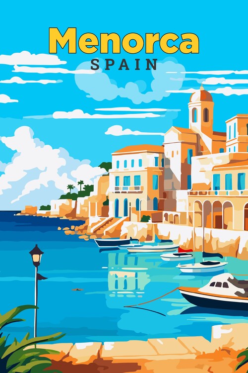 Plakát Menorca Spain Vintage Art Travel Illustration Poster