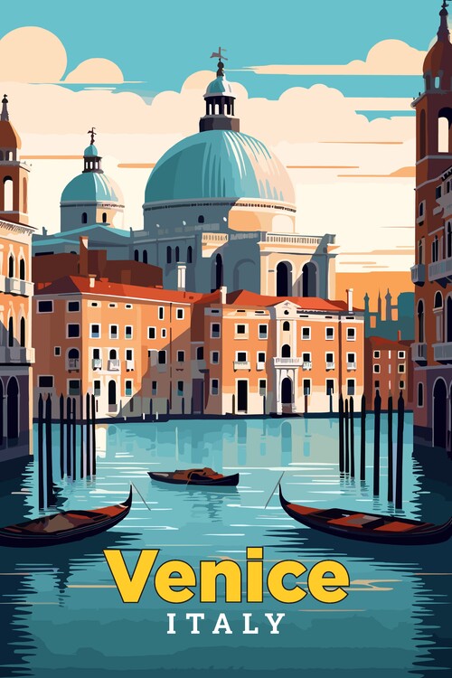 Plakát Venice Italy Vintage Art Travel Illustration Poster