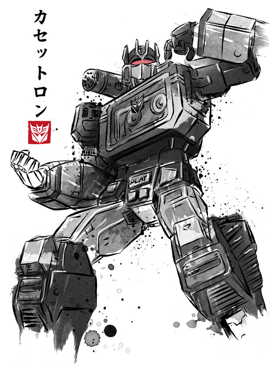 Canvas Print Microcassette recorder sumi e