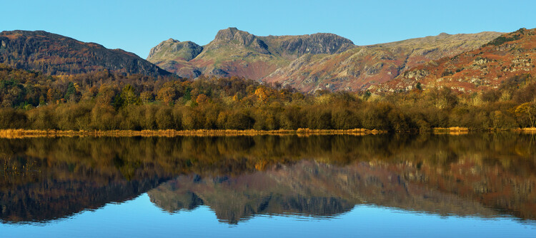 Poster Langdale pikes over Elterwater, Cumbria