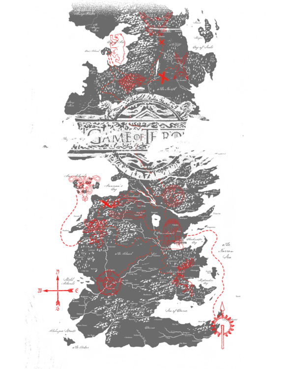 T-shirt Game of Thrones - Map of Westeross