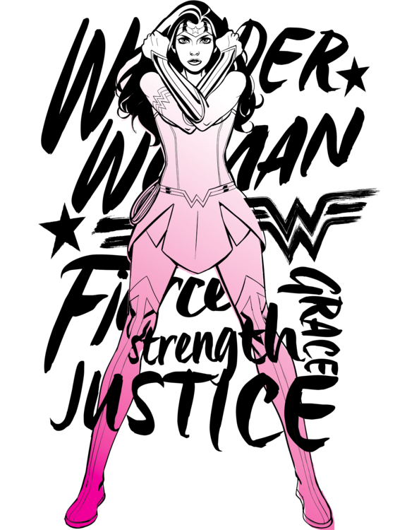 T-shirt Wonder Woman - Fierce, Strenght, Grace, Justice