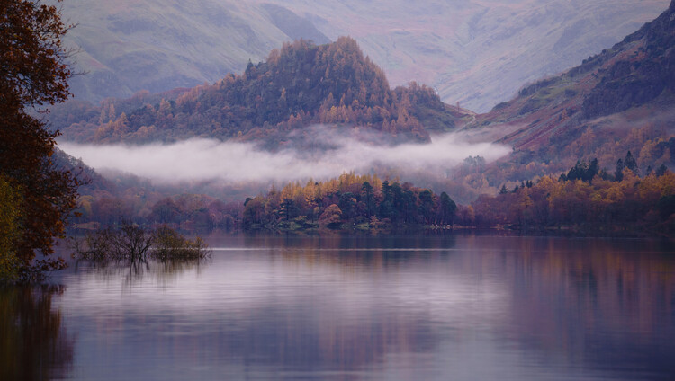 Poster Autumnal reflections over Derwentwater lake