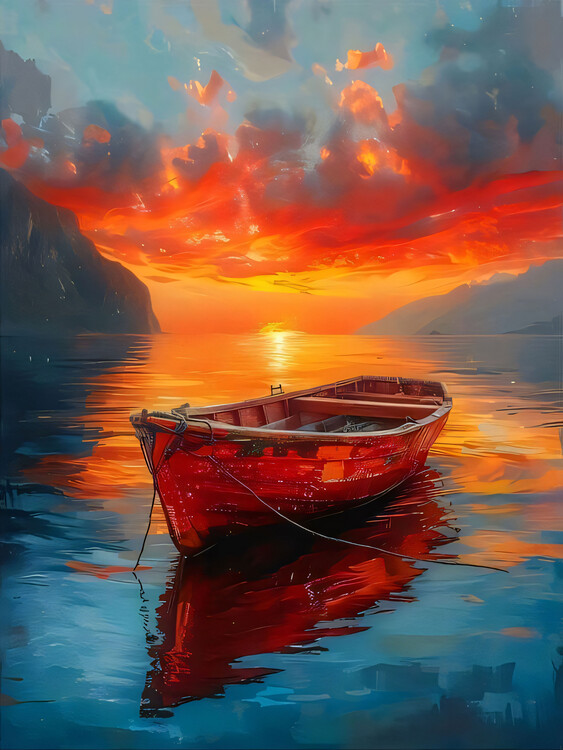 Poster Boat at sunset