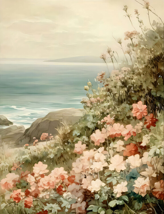 Плакат Flower field at beach