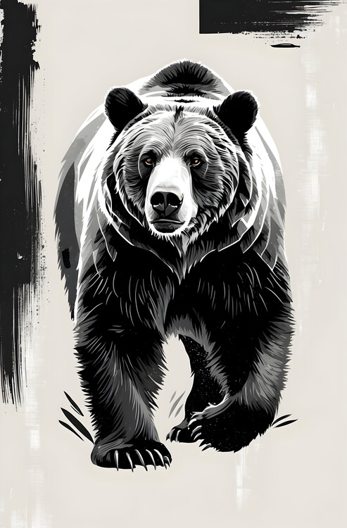 Poster Vintage Inspired Grizzly Bear