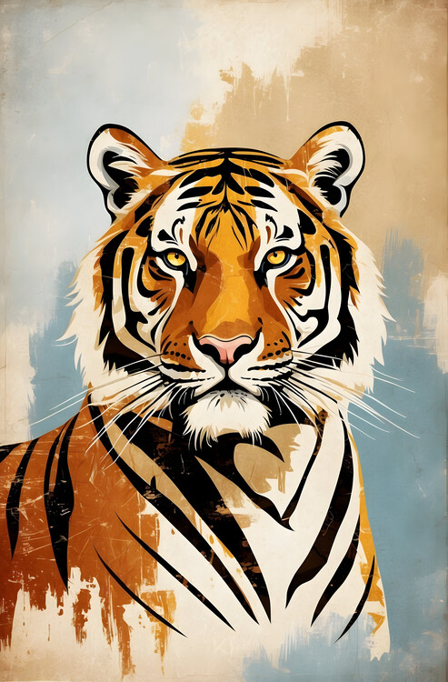 Poster Vintage Abstract Tiger Portrait