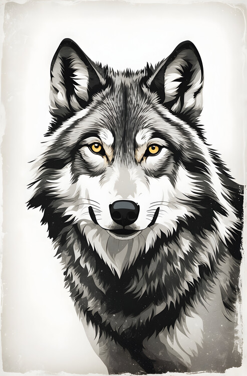 Poster Vintage Portrait of a Wolf