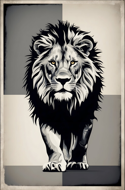 Αφίσα Vintage Abstract Inspired Design of a Lion