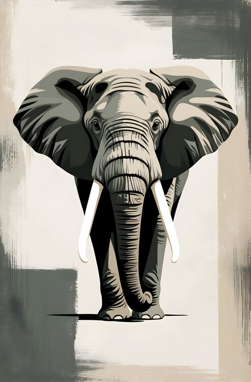 Poster Vintage Abstract Illustration of an Elephant