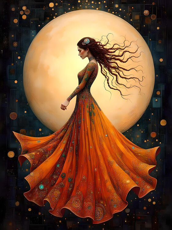 Poster woman and moon