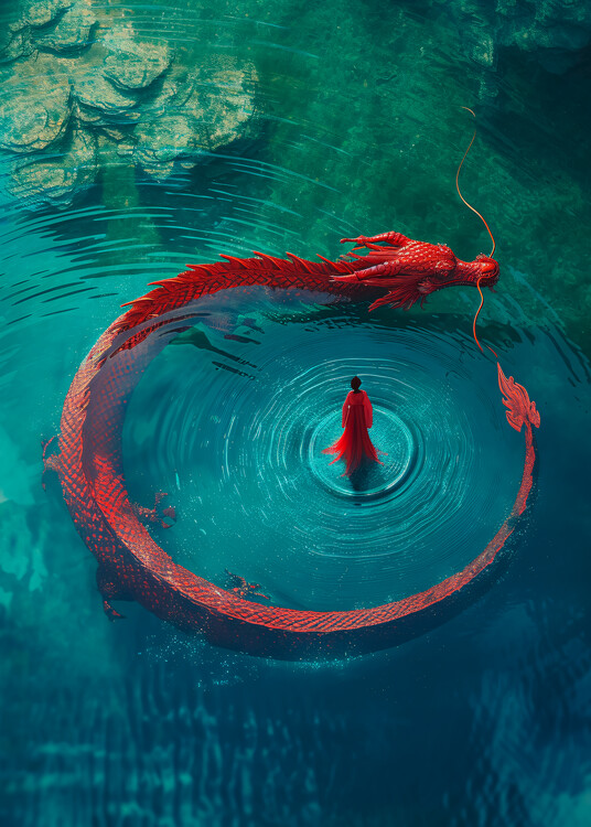 Canvas Print Chinese style of red dragon