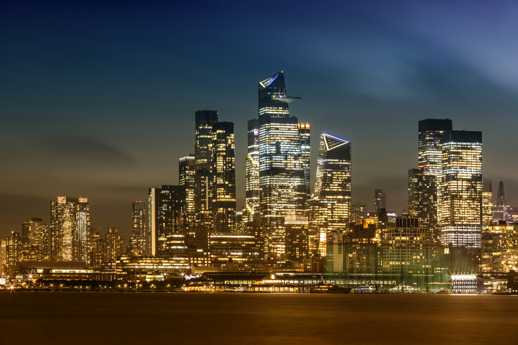 Bild auf Leinwand NYC Skyline with Hudson Yards in the Evening