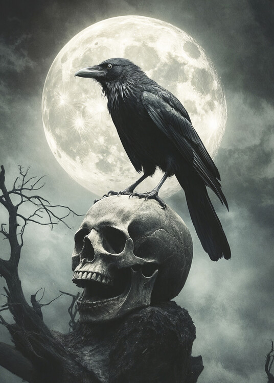 Poster Crow and skull