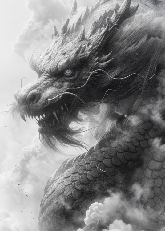 Poster Japanese asian dragon