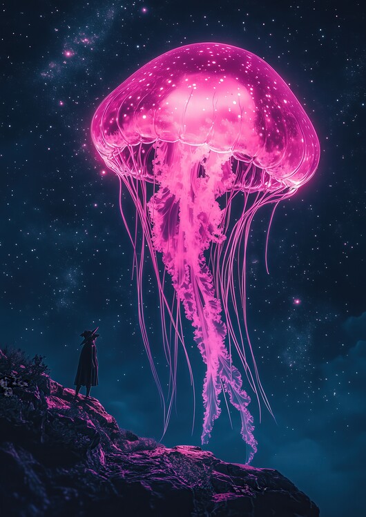 Poster Neon Jelly Fish