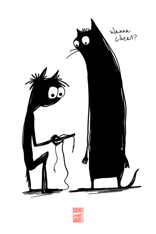 Poster The Devil and the Cat - Wanna Cheat? - Being a Gamer