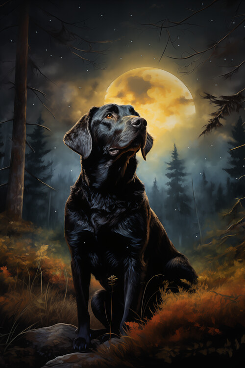 Poster Romantic Black Labrador retriever