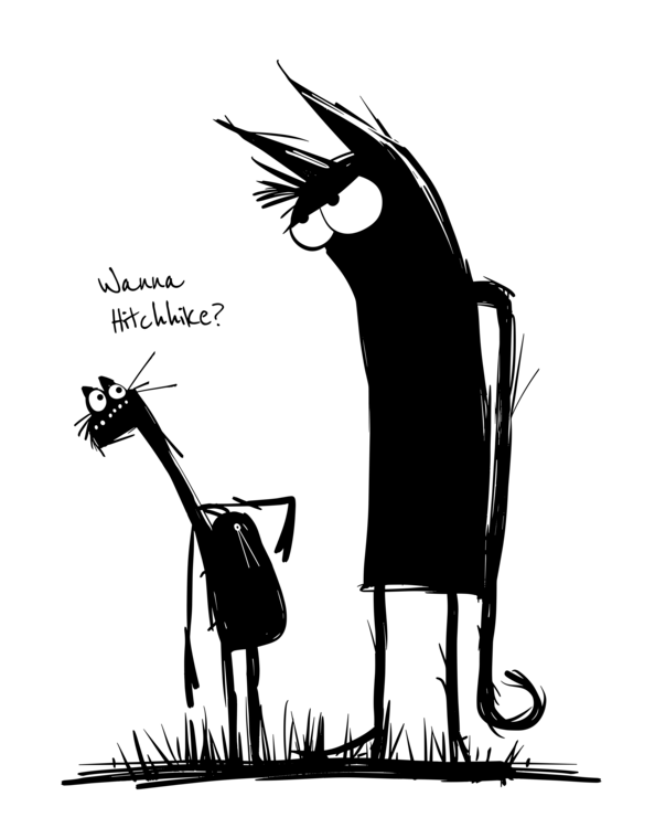 T-shirt The Devil and the Cat - Wanna Hitchhike? - Being a Traveller