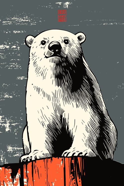 Poster Endangered Animals: The Frightened Polar Bear