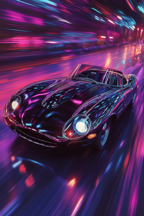Poster Neon Blaze Jaguar E-Type