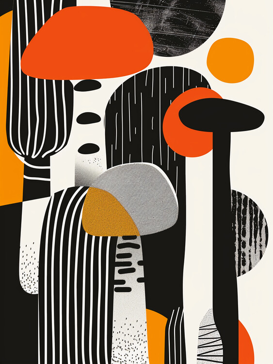 Poster Abstract autumn mushrooms