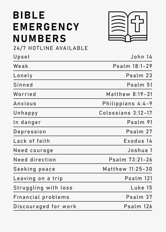 Poster Bible Emergency Numbers