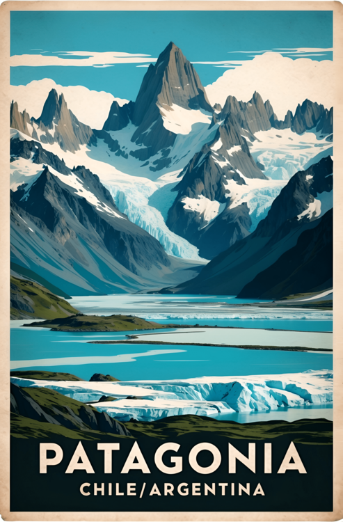 Poster Vintage Patagonia Illustration | Wilderness-Inspired Wall Ar