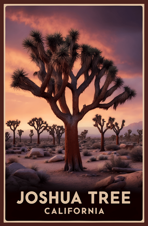 Плакат Vintage-Inspired Joshua Tree Illustration | Retro Desert Art