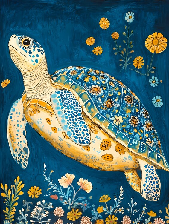 Poster Turtle in the underwater world