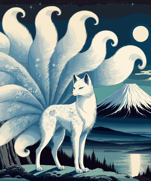 Póster Japanese Anime Nine-Tailed Fox Kitsune