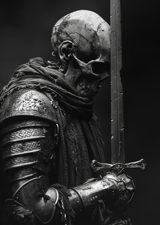 Poster Medieval soldier skull