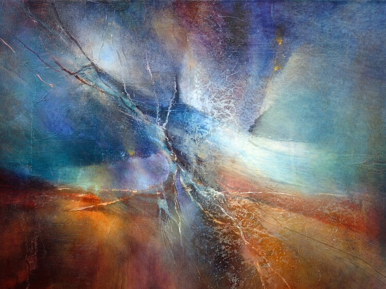 Плакат Abstract composition - blue and gold