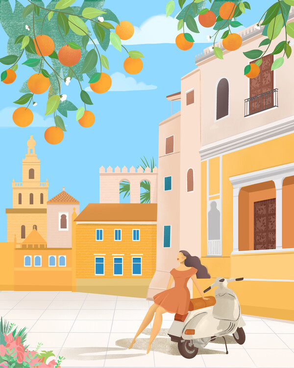 Poster Seville Oranges, Spain