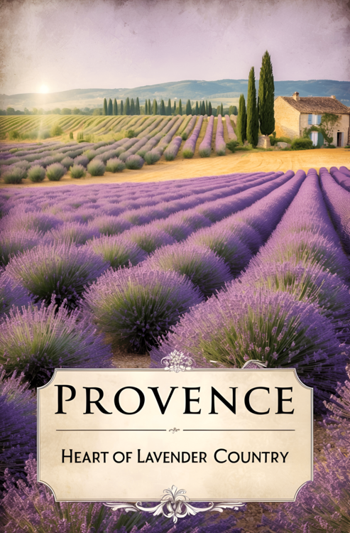 Plakat Provence Travel Poster– Vintage Lavender Fields Art Print