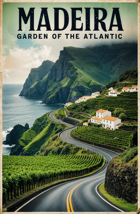 Juliste Madeira Vintage Poster – Lush Island Art Print
