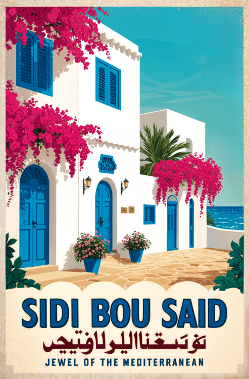 Poster Sidi Bou Said Poster – Vintage North Africa Art Print