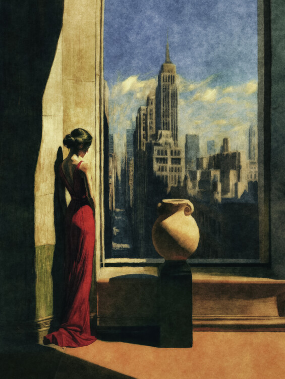 Poster Museum with a view inspired by Hopper
