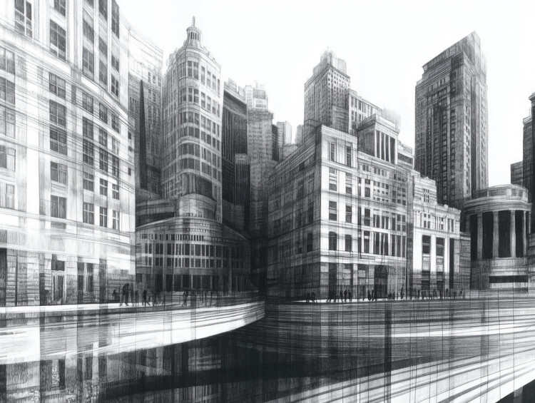 Плакат London Rush Hour Pencil Style
