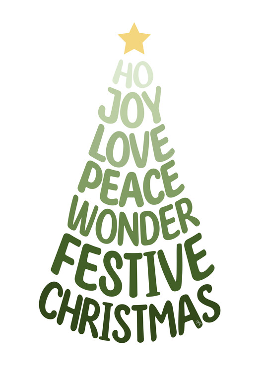 Plakat Green Words Xmas tree