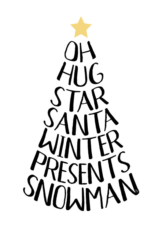 Plakat Black words Xmas tree