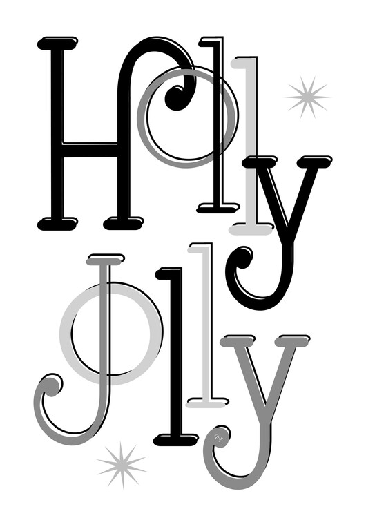 Plakat Grey Holly Jolly  Xmas Typography
