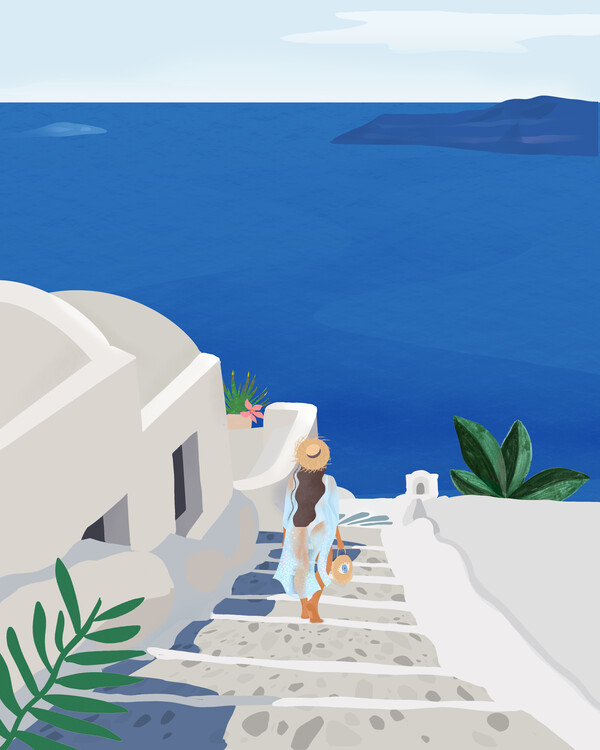 Poster Girl in Santorini