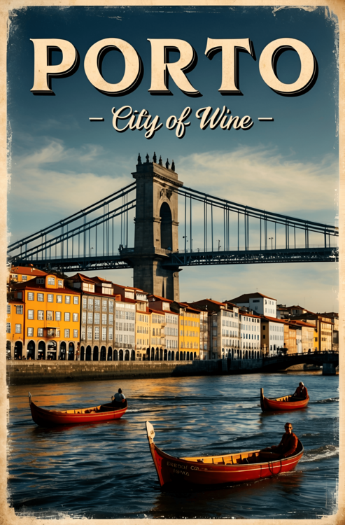 Плакат Porto Vintage Travel Poster – The Charm of Portugal
